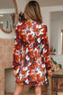 Puff Sleeve Wrap V Neck Flowy Floral Mini Dress