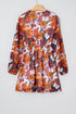 Puff Sleeve Wrap V Neck Flowy Floral Mini Dress