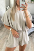 Puffy Loose Top And Drawstring Waist Short Set