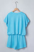 Puffy Loose Top And Drawstring Waist Short Set