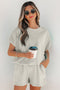 Puffy Loose Top And Drawstring Waist Short Set
