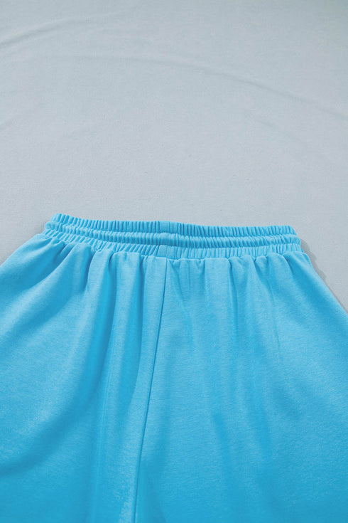Puffy Loose Top And Drawstring Waist Short Set