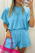 Puffy Loose Top And Drawstring Waist Short Set