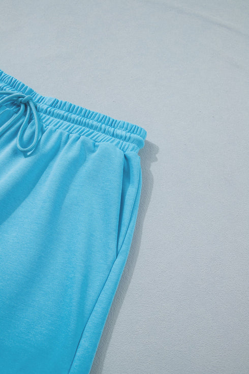 Puffy Loose Top And Drawstring Waist Short Set