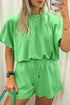 Puffy Loose Top And Drawstring Waist Short Set