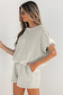 Puffy Loose Top And Drawstring Waist Short Set