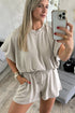 Puffy Loose Top And Drawstring Waist Short Set