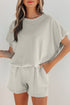 Puffy Loose Top And Drawstring Waist Short Set