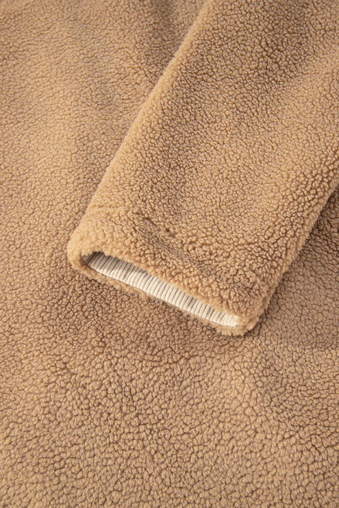 Puffy Plush Sherpa Corduroy Trim Patchwork Jacket