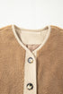 Puffy Plush Sherpa Corduroy Trim Patchwork Jacket