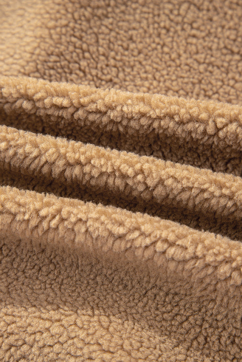 Puffy Plush Sherpa Corduroy Trim Patchwork Jacket