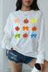 Pumpkin And Bow Chenille Patch Crew Neck Sweatshirt