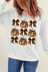 Pumpkin And Bow Graphic Print Pullover Sweatshirt
