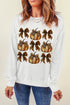 Pumpkin And Bow Graphic Print Pullover Sweatshirt