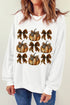 Pumpkin And Bow Graphic Print Pullover Sweatshirt