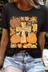 Pumpkin And Cross Graphic Print Cotton Blend Tee