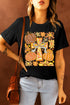 Pumpkin And Cross Graphic Print Cotton Blend Tee