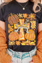 Pumpkin And Cross Graphic Print Cotton Blend Tee