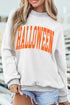 Pumpkin Face Print Mock Neck Pullover Sweatshirt
