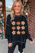 Pumpkin Floral Graphic Exposed Seam Tunic Sweatshirt