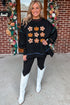 Pumpkin Floral Graphic Exposed Seam Tunic Sweatshirt