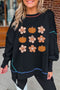 Pumpkin Floral Graphic Exposed Seam Tunic Sweatshirt