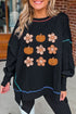 Pumpkin Floral Graphic Exposed Seam Tunic Sweatshirt