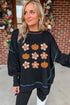 Pumpkin Floral Graphic Exposed Seam Tunic Sweatshirt