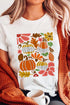 Pumpkin Floral Graphic Print Short Sleeve Crew Neck Tee