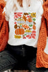Pumpkin Floral Graphic Print Short Sleeve Crew Neck Tee