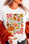 Pumpkin Floral Graphic Print Short Sleeve Crew Neck Tee