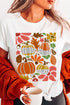 Pumpkin Floral Graphic Print Short Sleeve Crew Neck Tee