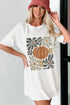 Pumpkin Graphic Crewneck Long Sleeve Loose Fit Tunic Tee