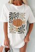 Pumpkin Graphic Crewneck Long Sleeve Loose Fit Tunic Tee