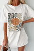Pumpkin Graphic Crewneck Long Sleeve Loose Fit Tunic Tee