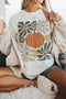 Pumpkin Graphic Crewneck Long Sleeve Loose Fit Tunic Tee