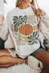 Pumpkin Graphic Crewneck Long Sleeve Loose Fit Tunic Tee