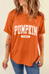 Pumpkin Letter Print Relaxed Casual Statement Graphic Tee