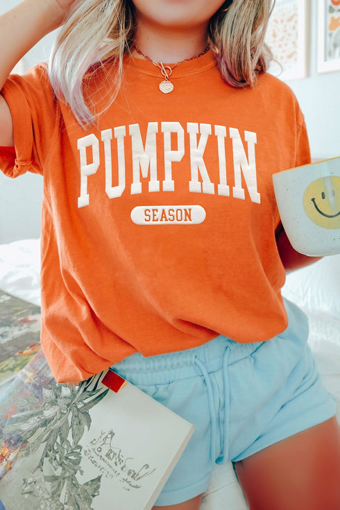 Pumpkin Letter Print Relaxed Casual Statement Graphic Tee