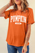 Pumpkin Letter Print Relaxed Casual Statement Graphic Tee