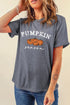 Pumpkin Message Round Neck Short Sleeve Casual Graphic Tee