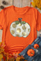 Pumpkin Print Crew Neck Short Sleeve Soft Tee