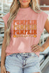 Pumpkin Print Graphic Mock Neck Statement Tee