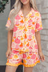 Pumpkin Print Pocket Placket Shell Button Lounge Set