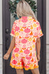 Pumpkin Print Pocket Placket Shell Button Lounge Set