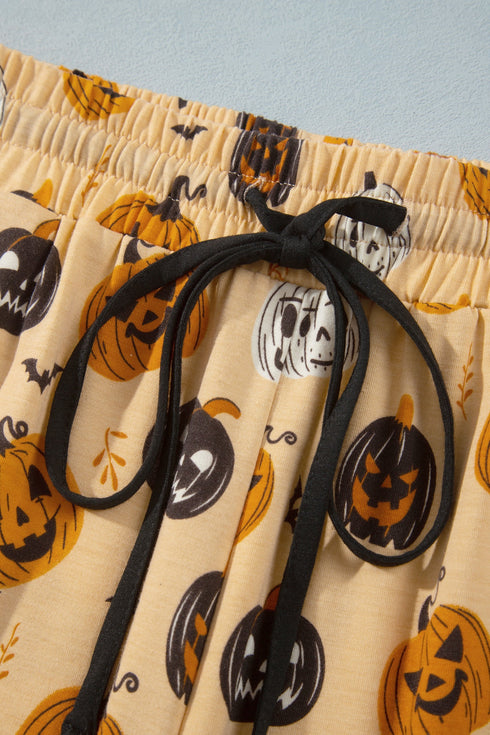 Pumpkin Print Two Piece Long Sleeve Lounge Set