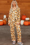 Pumpkin Print Two Piece Long Sleeve Lounge Set