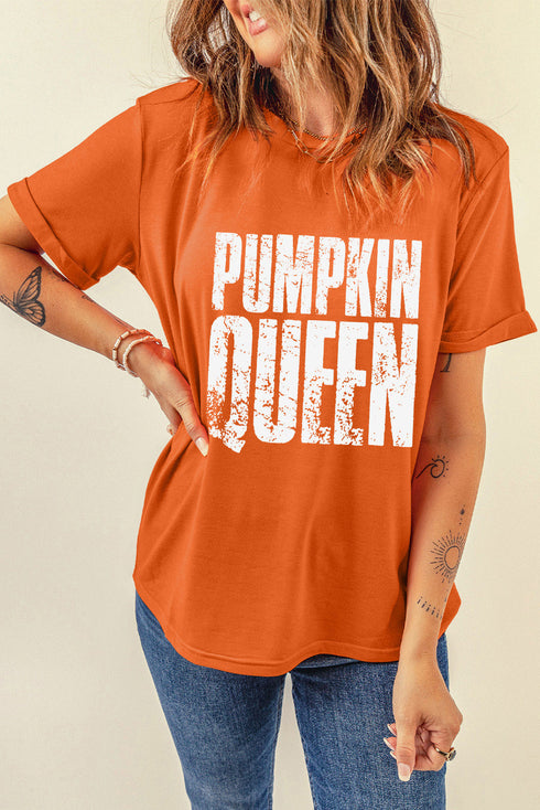 Pumpkin Queen Letter Print Oversized Graphic Tee