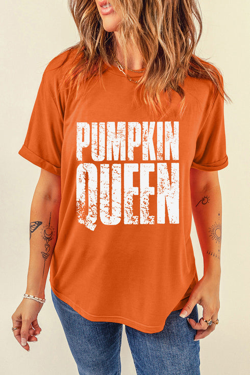 Pumpkin Queen Letter Print Oversized Graphic Tee