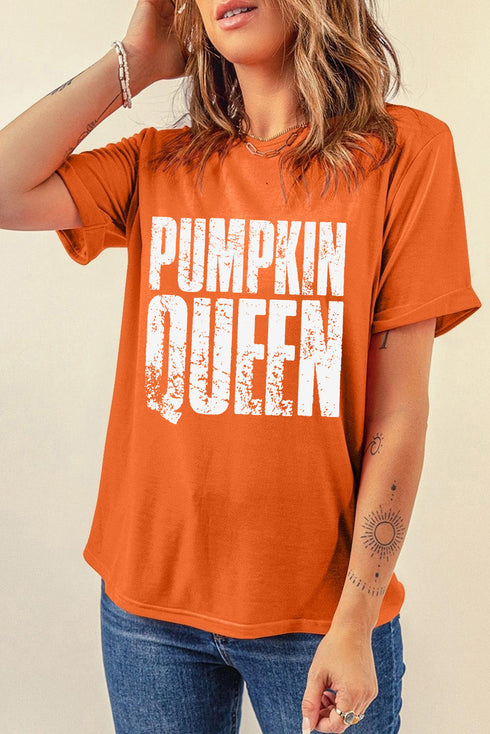 Pumpkin Queen Letter Print Oversized Graphic Tee